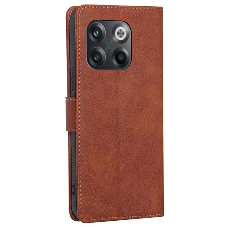 For OnePlus 10T 5G / Ace Pro 5G Anti-drop Phone Case Cowhide Texture RFID Blocking PU Leather Phone Cover with Wallet Stand - Brown