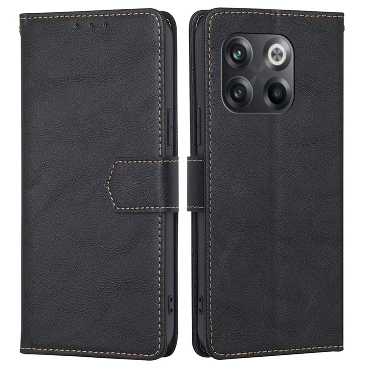 For OnePlus 10T 5G / Ace Pro 5G Anti-drop Phone Case Cowhide Texture RFID Blocking PU Leather Phone Cover with Wallet Stand - Black
