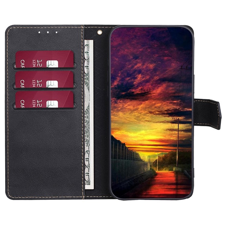 For OnePlus 10T 5G / Ace Pro 5G Anti-drop Phone Case Cowhide Texture RFID Blocking PU Leather Phone Cover with Wallet Stand - Black