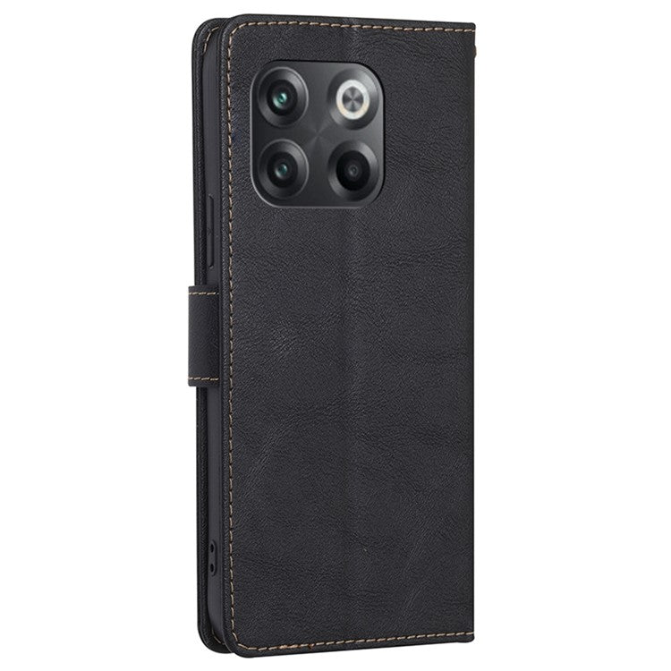 For OnePlus 10T 5G / Ace Pro 5G Anti-drop Phone Case Cowhide Texture RFID Blocking PU Leather Phone Cover with Wallet Stand - Black