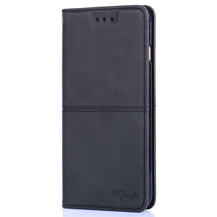For OnePlus 10T 5G / Ace Pro 5G Anti-fall Phone Case Magnetic Auto-absorbed PU Leather Cowhide Textured Stand Phone Cover with Card Slots - Black