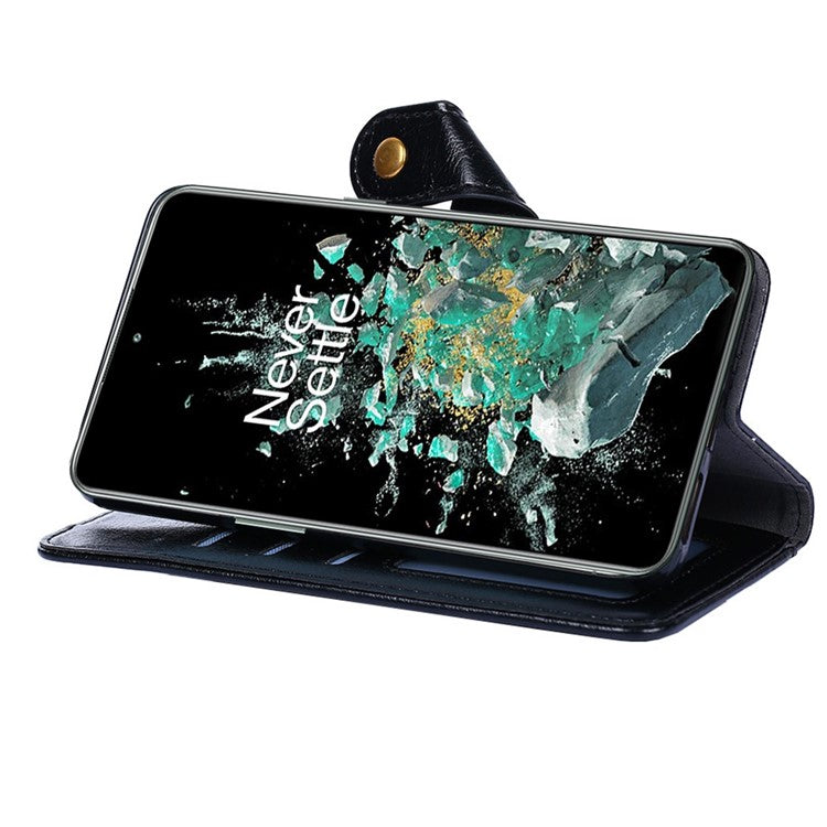 For OnePlus 10T 5G / Ace Pro 5G Shockproof Zipper Pocket PU Leather Folio Flip Case Anti-drop Phone Wallet Cover Stand with Strap - Black