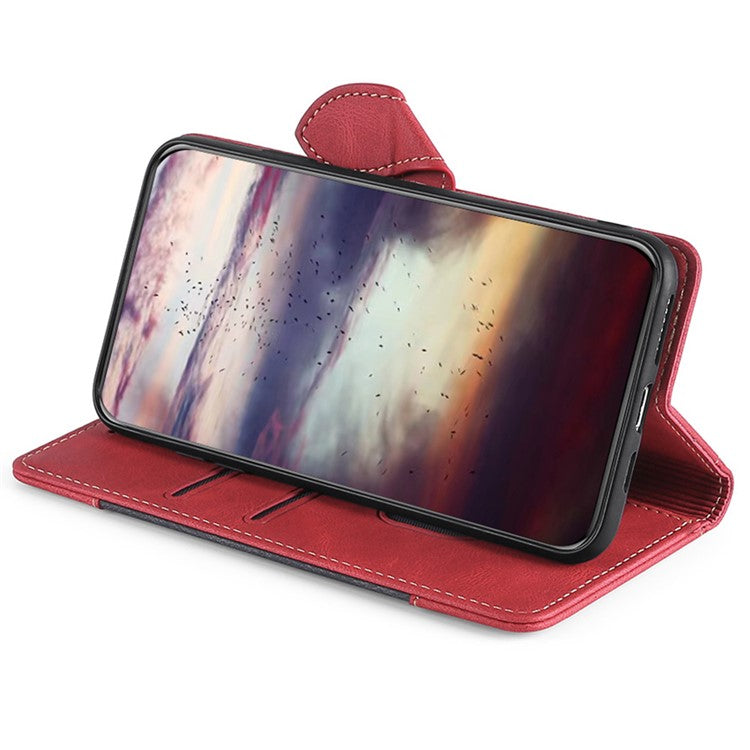 For OnePlus 10T 5G / Ace Pro 5G Skin-touch Leather Magnetic Phone Case Straw Hat Pattern Anti-fall Cover with Wallet Stand - Red