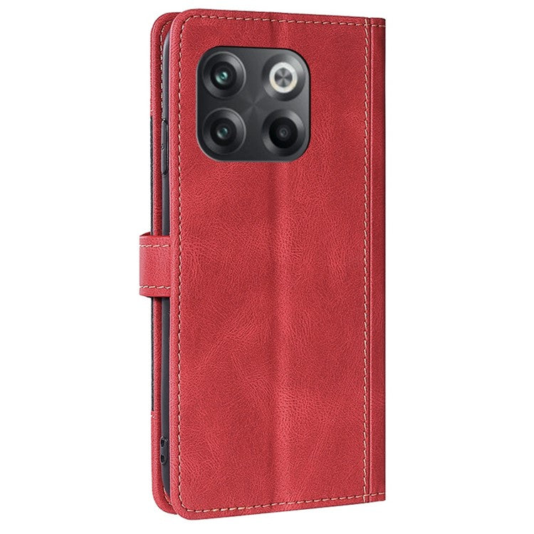 For OnePlus 10T 5G / Ace Pro 5G Skin-touch Leather Magnetic Phone Case Straw Hat Pattern Anti-fall Cover with Wallet Stand - Red