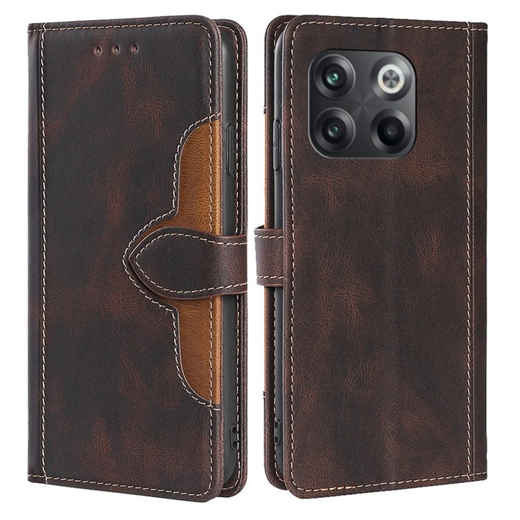 For OnePlus 10T 5G / Ace Pro 5G Skin-touch Leather Magnetic Phone Case Straw Hat Pattern Anti-fall Cover with Wallet Stand - Brown
