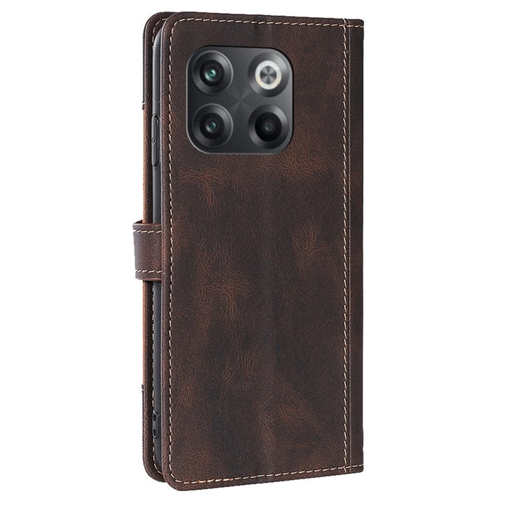 For OnePlus 10T 5G / Ace Pro 5G Skin-touch Leather Magnetic Phone Case Straw Hat Pattern Anti-fall Cover with Wallet Stand - Brown