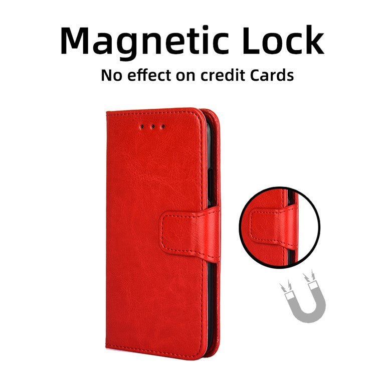 For Realme C30 4G / Narzo 50i Prime 4G Textured Leather Stand Function Phone Cover Flip Folio Phone Wallet Case - Red