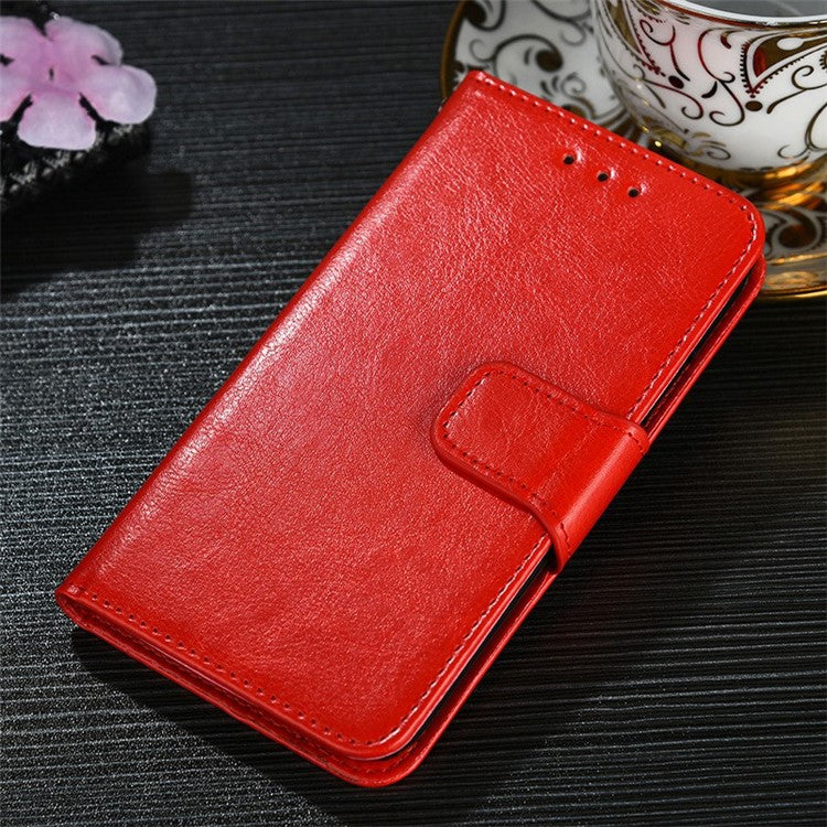For Realme C30 4G / Narzo 50i Prime 4G Textured Leather Stand Function Phone Cover Flip Folio Phone Wallet Case - Red