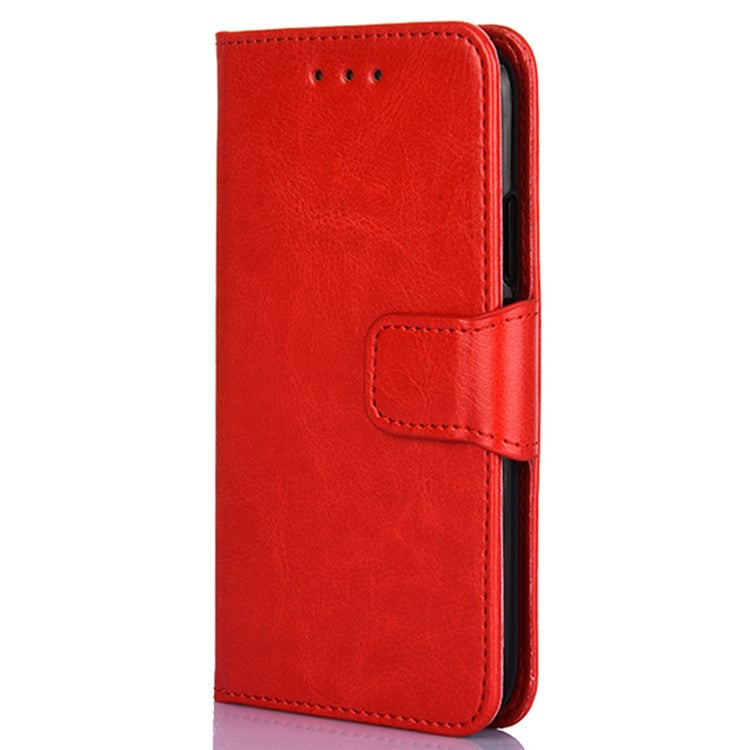 For Realme C30 4G / Narzo 50i Prime 4G Textured Leather Stand Function Phone Cover Flip Folio Phone Wallet Case - Red