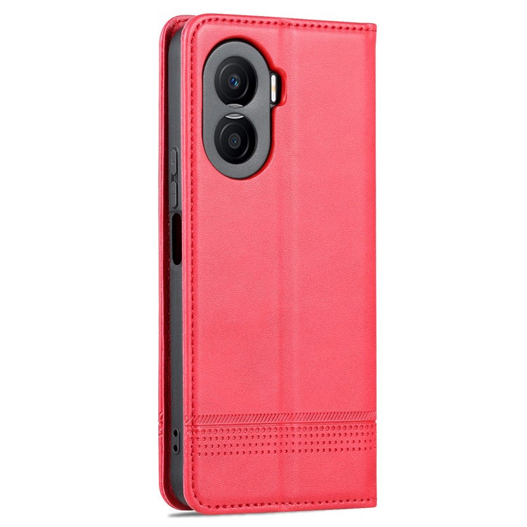 AZNS For Honor X40i 5G Anti-scratch PU Leather Viewing Stand Flip Cover Wallet Magnetic Auto Closing Phone Case - Red