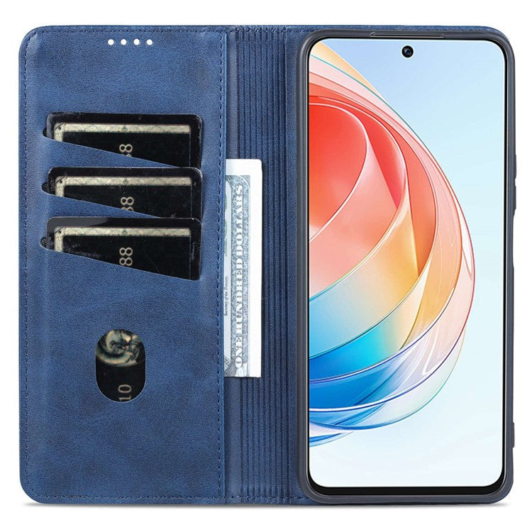 AZNS For Honor X40i 5G Anti-scratch PU Leather Viewing Stand Flip Cover Wallet Magnetic Auto Closing Phone Case - Blue