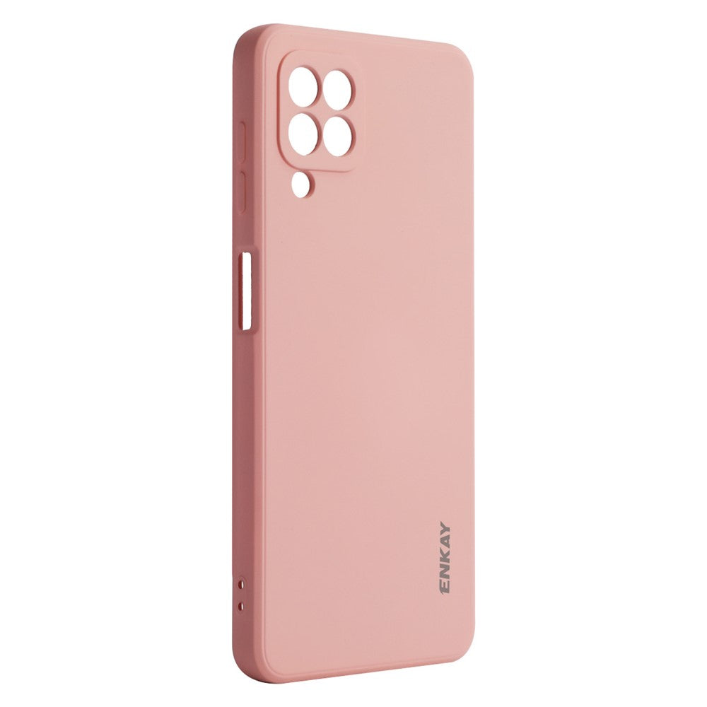 ENKAY HAT PRINCE For Samsung Galaxy M53 5G Anti-drop Silicone Phone Case Straight Edge Liquid Precise Cutout Lens Protection Back Cover - Pink