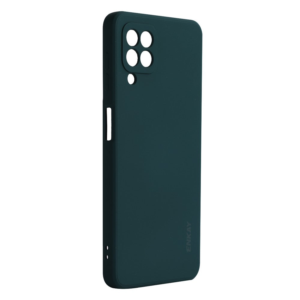 ENKAY HAT PRINCE For Samsung Galaxy M53 5G Anti-drop Silicone Phone Case Straight Edge Liquid Precise Cutout Lens Protection Back Cover - Blackish Green