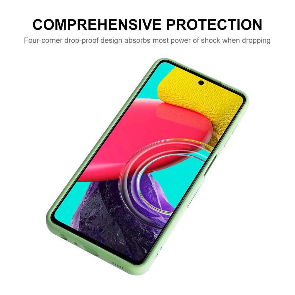 ENKAY HAT PRINCE For Samsung Galaxy M53 5G Anti-drop Silicone Phone Case Straight Edge Liquid Precise Cutout Lens Protection Back Cover - Blackish Green
