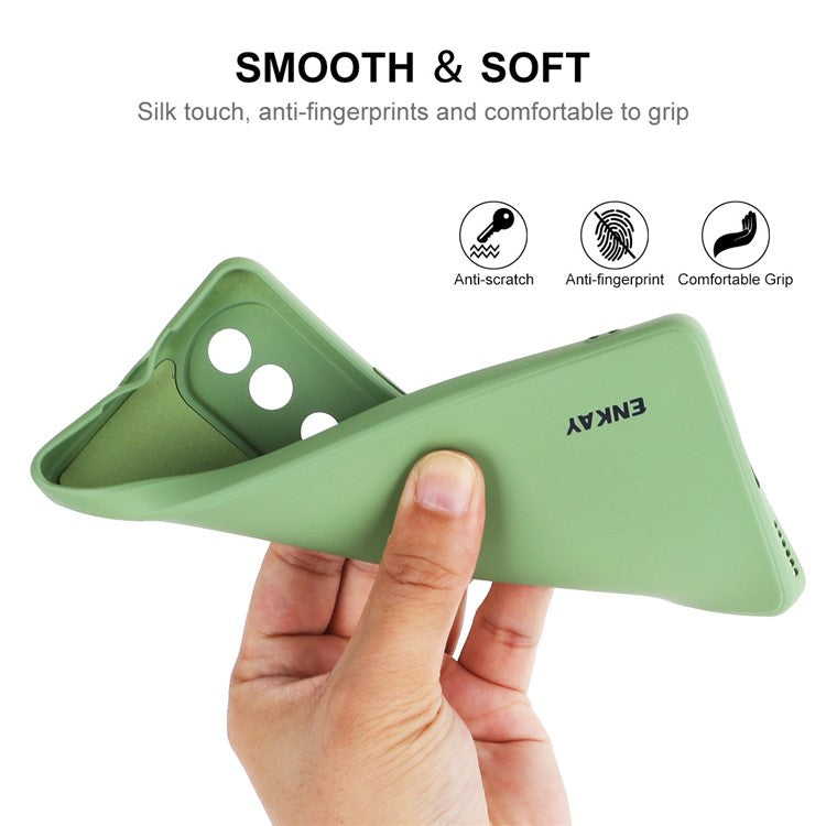 ENKAY HAT PRINCE Soft Liquid Silicone Phone Case For Honor 70 5G, Straight Edge Precise Cutout Shell Anti-scratch Phone Back Cover - Light Green
