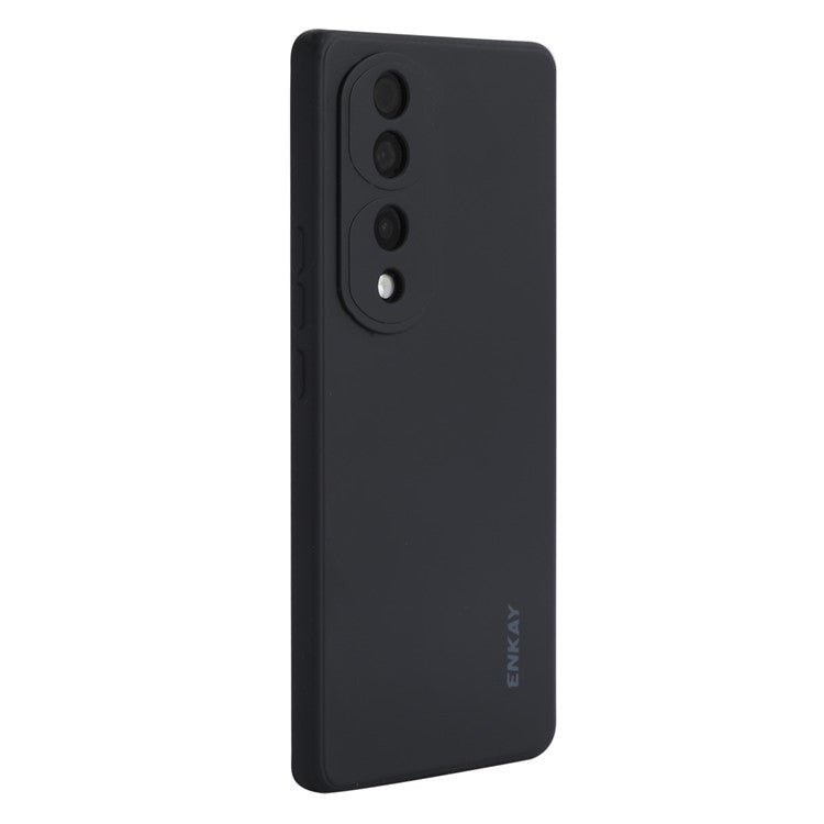 ENKAY HAT PRINCE Soft Liquid Silicone Phone Case For Honor 70 5G, Straight Edge Precise Cutout Shell Anti-scratch Phone Back Cover - Black