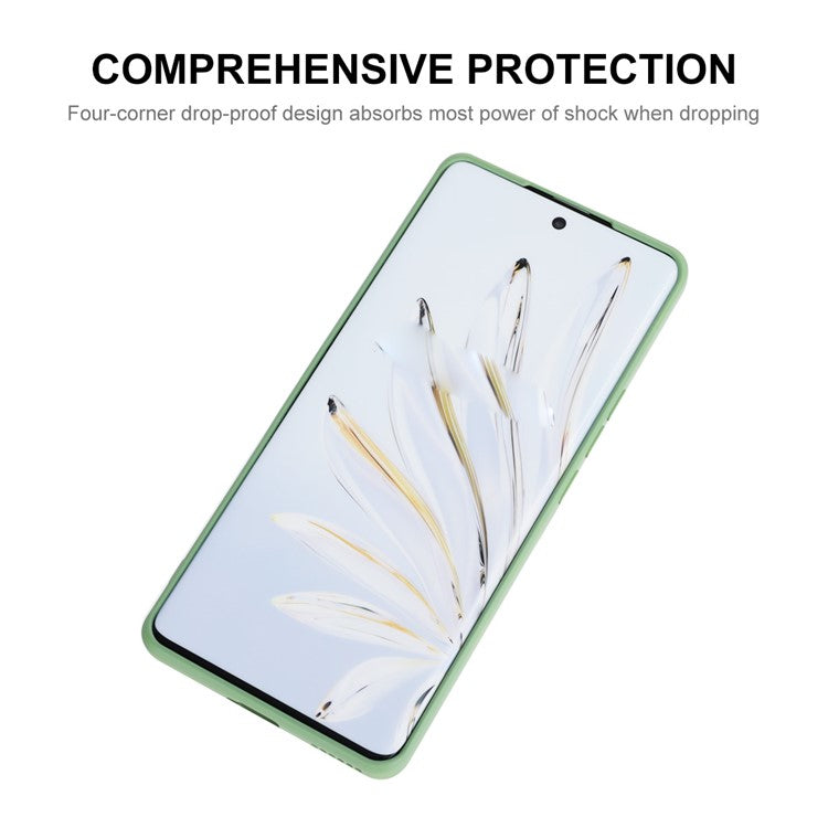 ENKAY HAT PRINCE Soft Liquid Silicone Phone Case For Honor 70 5G, Straight Edge Precise Cutout Shell Anti-scratch Phone Back Cover - Black