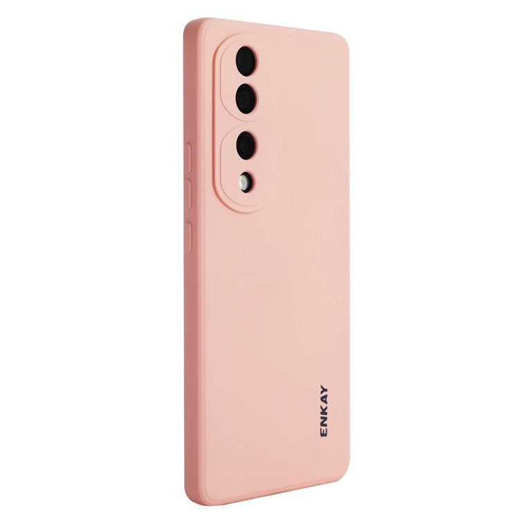 ENKAY HAT PRINCE Soft Liquid Silicone Phone Case For Honor 70 5G, Straight Edge Precise Cutout Shell Anti-scratch Phone Back Cover - Pink