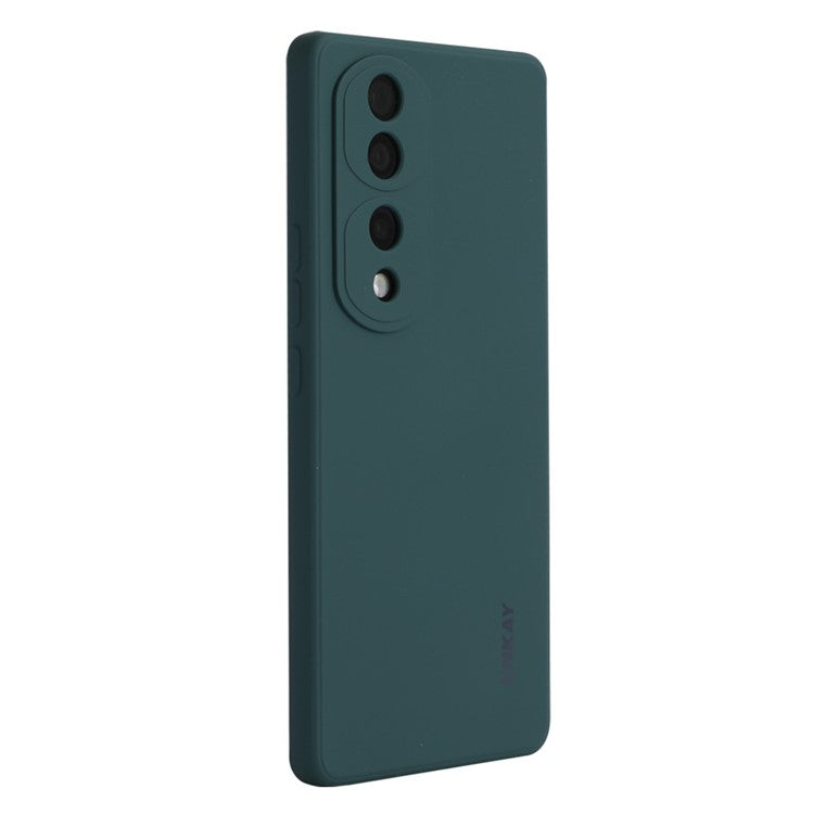 ENKAY HAT PRINCE Soft Liquid Silicone Phone Case For Honor 70 5G, Straight Edge Precise Cutout Shell Anti-scratch Phone Back Cover - Blackish Green
