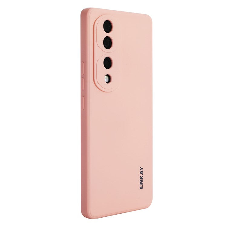 ENKAY HAT PRINCE Soft Phone Case For Honor 70 Pro 5G / 70 Pro+ 5G, Straight Edge Liquid Silicone Precise Cutout Phone Back Cover - Pink