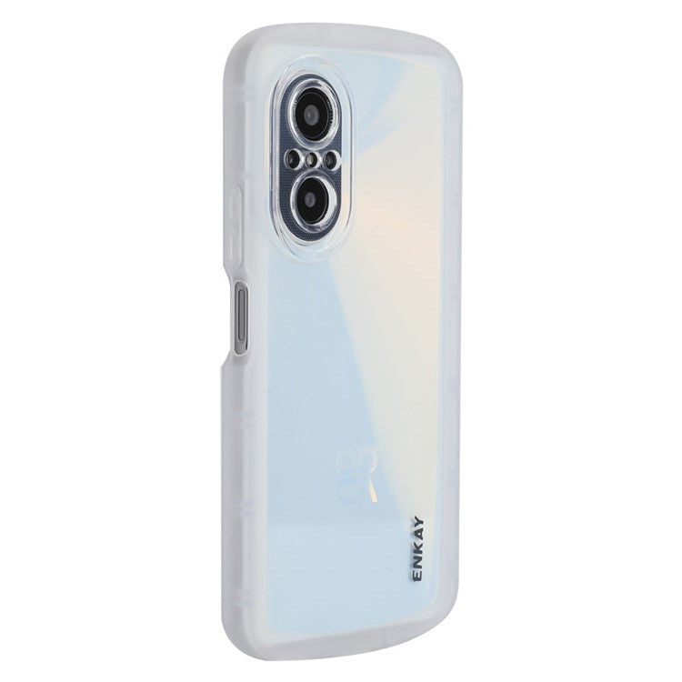 ENKAY HAT PRINCE For Honor 70 5G, Shockproof Matte Phone Case Thickened Edge Soft TPU Protective Back Cover - White