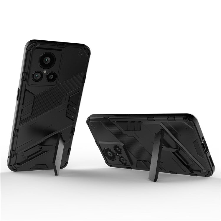 For Realme GT2 Explorer Master 5G Hybrid TPU + PC Phone Case Wear-resistant Kickstand Feature Back Cover - Black