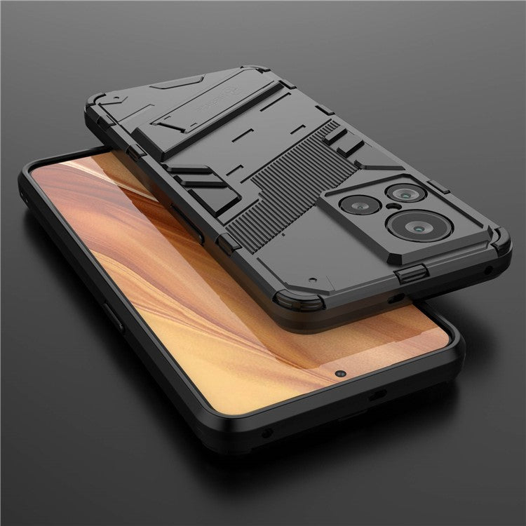For Realme GT2 Explorer Master 5G Hybrid TPU + PC Phone Case Wear-resistant Kickstand Feature Back Cover - Black
