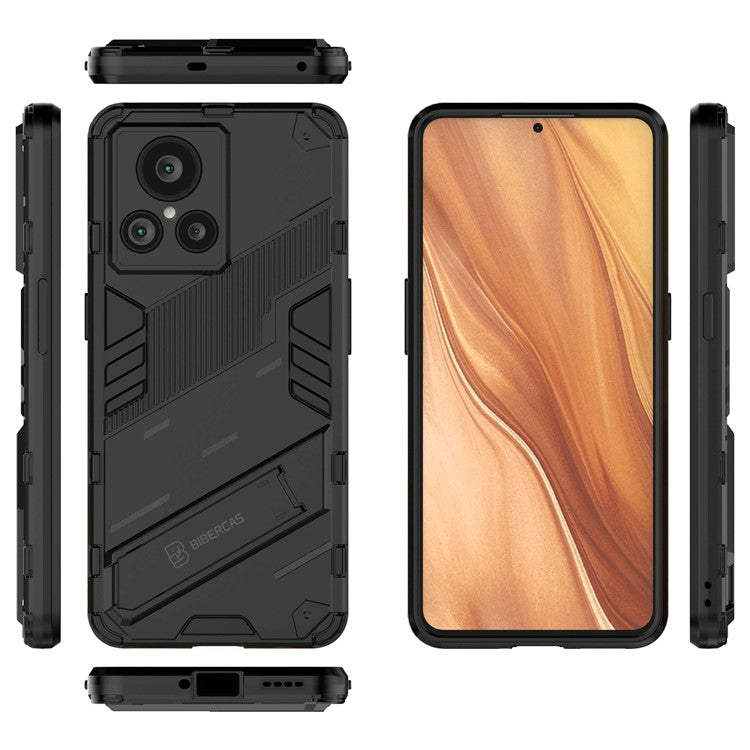 For Realme GT2 Explorer Master 5G Hybrid TPU + PC Phone Case Wear-resistant Kickstand Feature Back Cover - Black