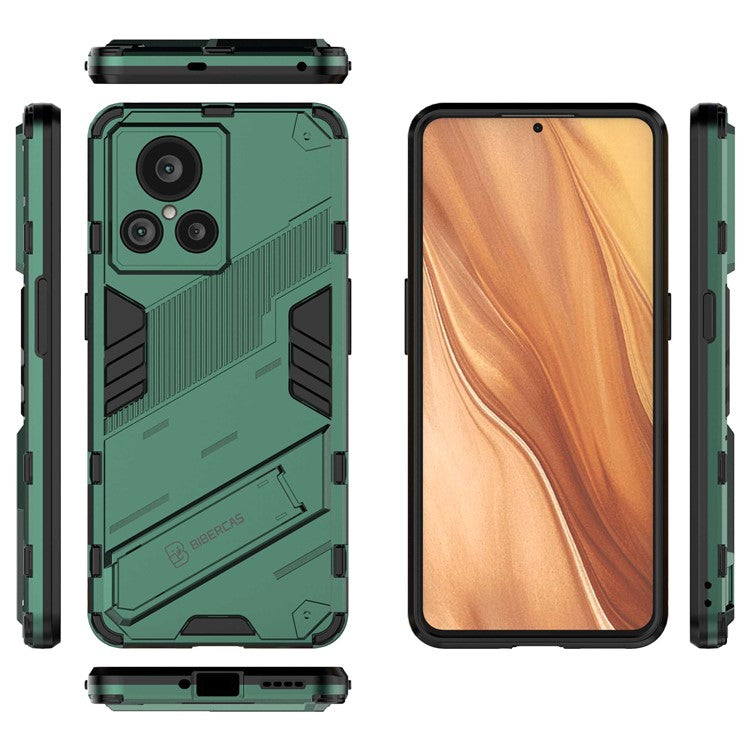 For Realme GT2 Explorer Master 5G Hybrid TPU + PC Phone Case Wear-resistant Kickstand Feature Back Cover - Green
