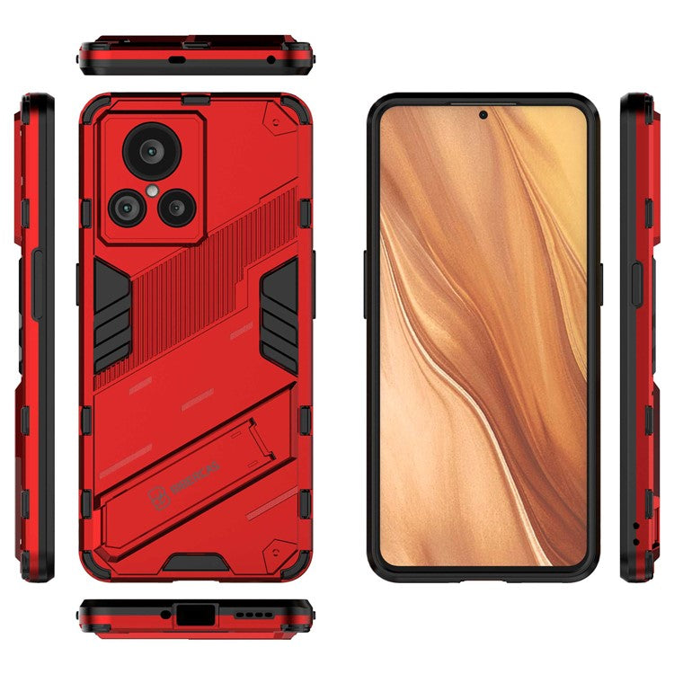 For Realme GT2 Explorer Master 5G Hybrid TPU + PC Phone Case Wear-resistant Kickstand Feature Back Cover - Red