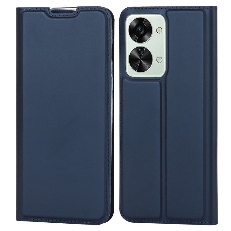 For OnePlus Nord 2T 5G PU Leather Stand Flip Folio Cover Magnetic Absorption Card Slot Case - Blue