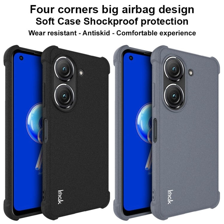 IMAK For Asus Zenfone 9 5G Anti-fingerprint Matte Phone Case Shockproof Airbag TPU Back Cover - Black