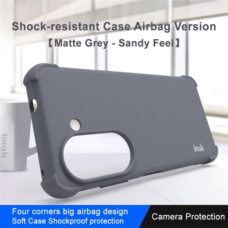 IMAK For Asus Zenfone 9 5G Anti-fingerprint Matte Phone Case Shockproof Airbag TPU Back Cover - Grey