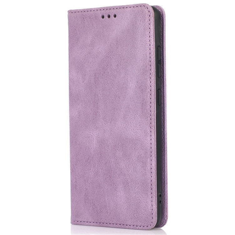 For Samsung Galaxy A52 4G / 5G / A52s 5G Magnetic Adsorption Phone Case PU Leather Protective Cover with Stand / Wallet - Purple