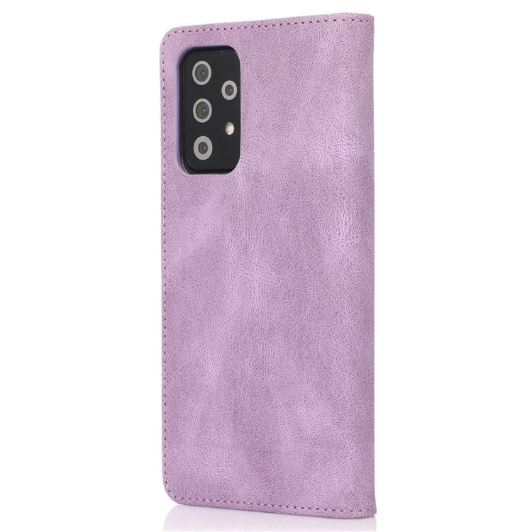 For Samsung Galaxy A52 4G / 5G / A52s 5G Magnetic Adsorption Phone Case PU Leather Protective Cover with Stand / Wallet - Purple
