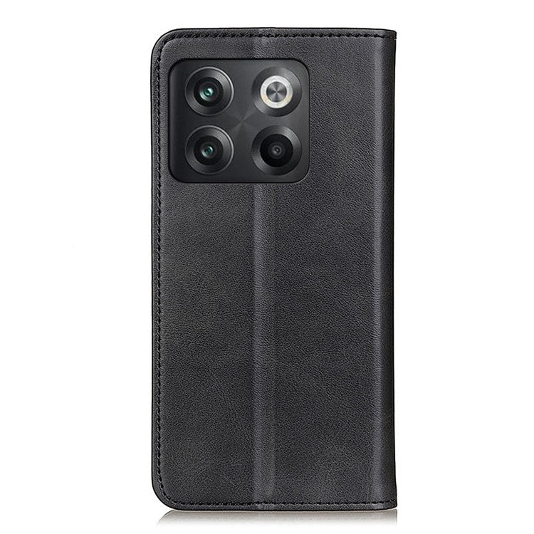 For OnePlus 10T 5G / Ace Pro 5G Split Leather Folio Flip Cover Folding Stand Magnetic Absorption Wallet Case - Black