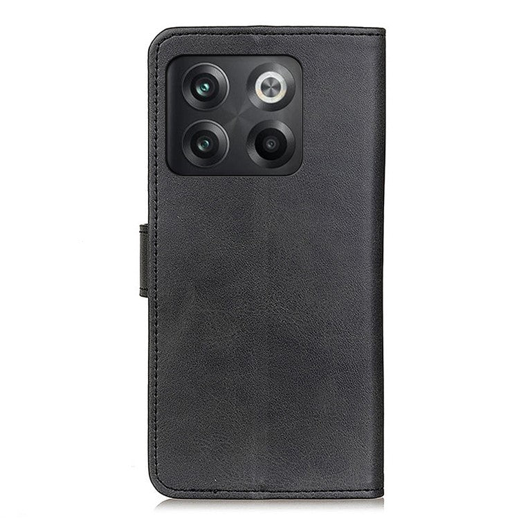For OnePlus 10T 5G / Ace Pro 5G Magnetic PU Leather Flip Folio Cover Cowhide Textured Wallet Style Folding Stand Cover - Black