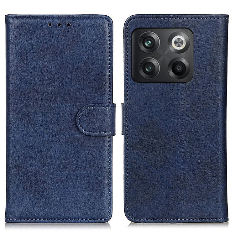 For OnePlus 10T 5G / Ace Pro 5G Magnetic PU Leather Flip Folio Cover Cowhide Textured Wallet Style Folding Stand Cover - Blue