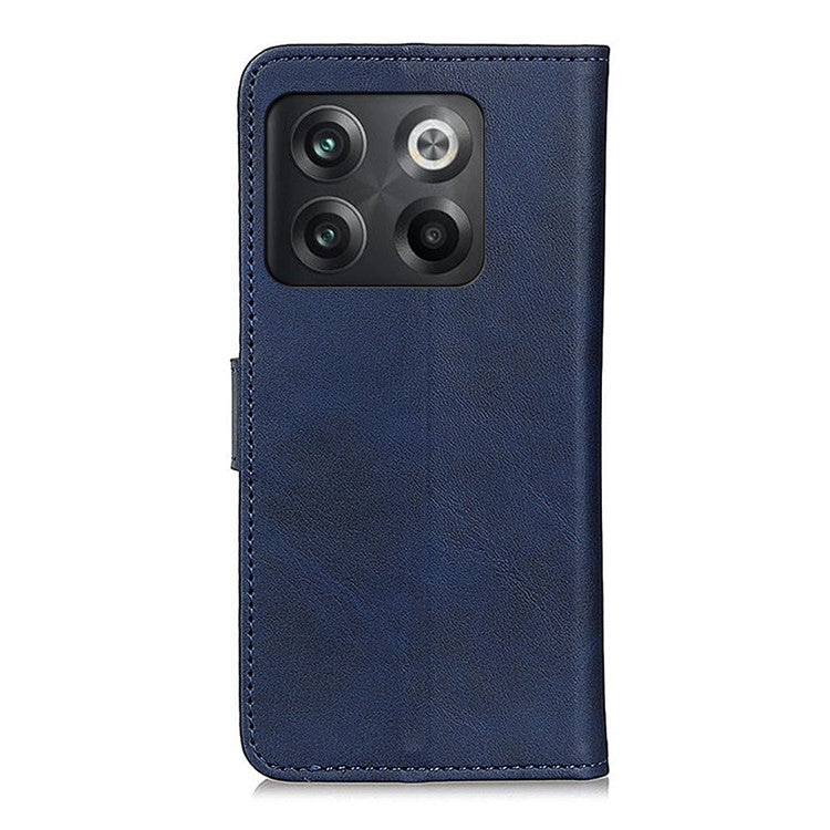 For OnePlus 10T 5G / Ace Pro 5G Magnetic PU Leather Flip Folio Cover Cowhide Textured Wallet Style Folding Stand Cover - Blue