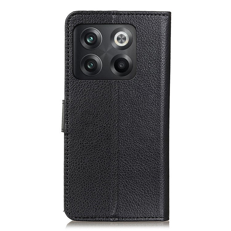 For OnePlus 10T 5G / Ace Pro 5G Litchi Texture Wallet Flip Case PU Leather Stand Magnetic Closure Protective Cover - Black