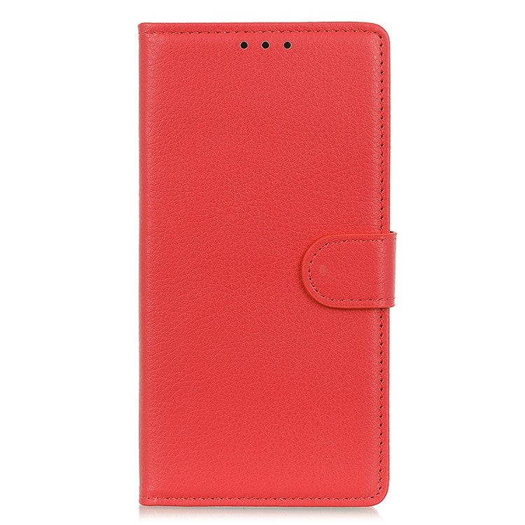 For OnePlus 10T 5G / Ace Pro 5G Litchi Texture Wallet Flip Case PU Leather Stand Magnetic Closure Protective Cover - Red