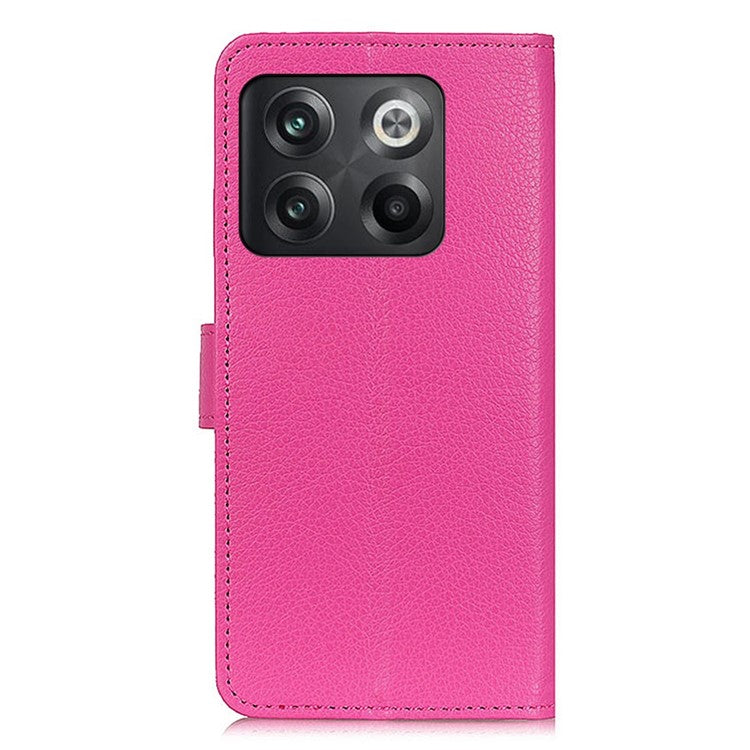For OnePlus 10T 5G / Ace Pro 5G Litchi Texture Wallet Flip Case PU Leather Stand Magnetic Closure Protective Cover - Rose