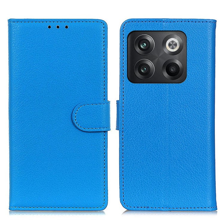For OnePlus 10T 5G / Ace Pro 5G Litchi Texture Wallet Flip Case PU Leather Stand Magnetic Closure Protective Cover - Blue