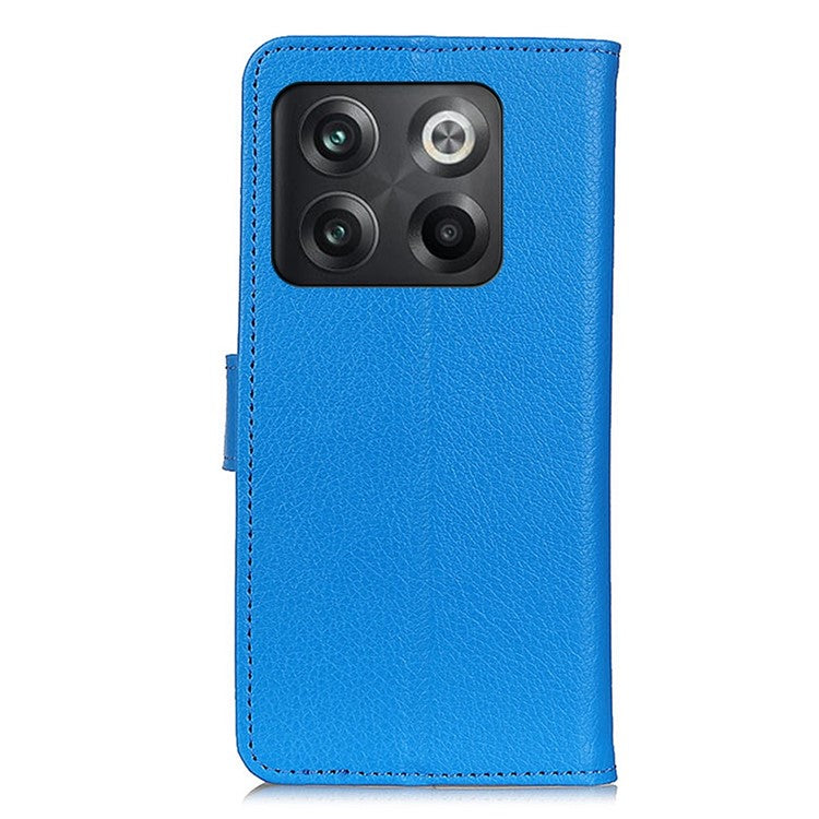 For OnePlus 10T 5G / Ace Pro 5G Litchi Texture Wallet Flip Case PU Leather Stand Magnetic Closure Protective Cover - Blue