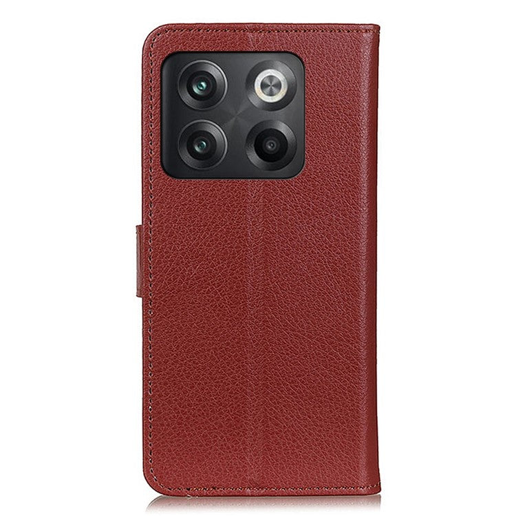 For OnePlus 10T 5G / Ace Pro 5G Litchi Texture Wallet Flip Case PU Leather Stand Magnetic Closure Protective Cover - Brown