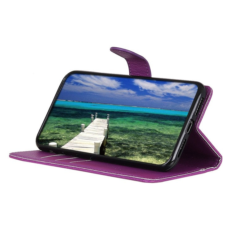 For OnePlus 10T 5G / Ace Pro 5G Litchi Texture Wallet Flip Case PU Leather Stand Magnetic Closure Protective Cover - Purple