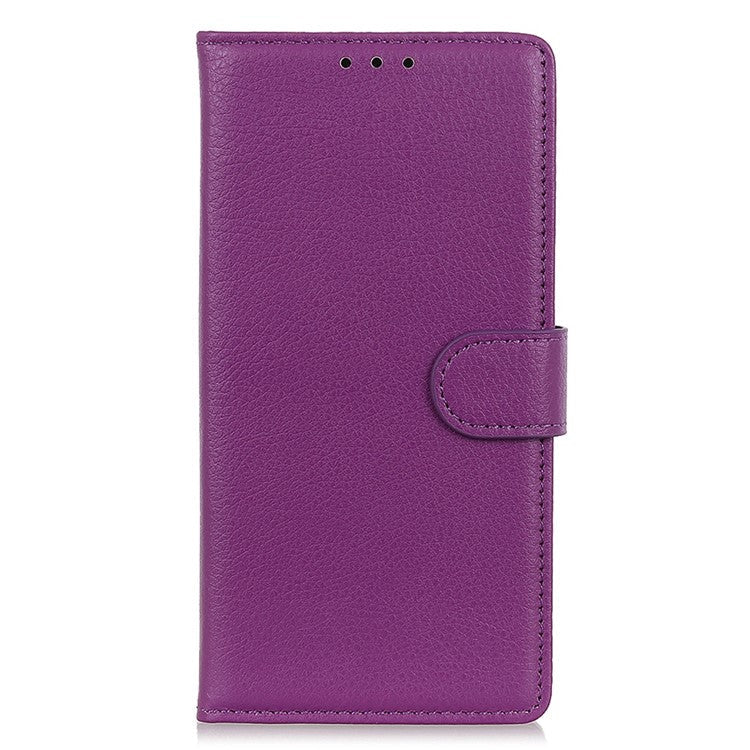 For OnePlus 10T 5G / Ace Pro 5G Litchi Texture Wallet Flip Case PU Leather Stand Magnetic Closure Protective Cover - Purple