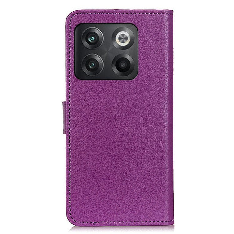 For OnePlus 10T 5G / Ace Pro 5G Litchi Texture Wallet Flip Case PU Leather Stand Magnetic Closure Protective Cover - Purple