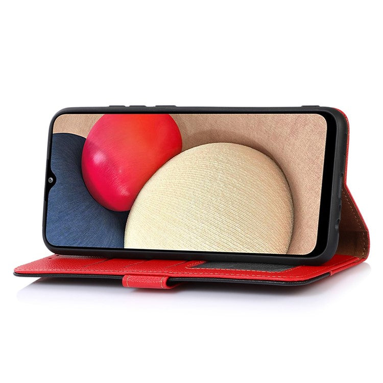 KHAZNEH For OnePlus 10T 5G / Ace Pro 5G Flip Folio Wallet RFID Blocking Case Litchi Texture PU Leather Magnetic Handbag Stand Cover with Strap - Red