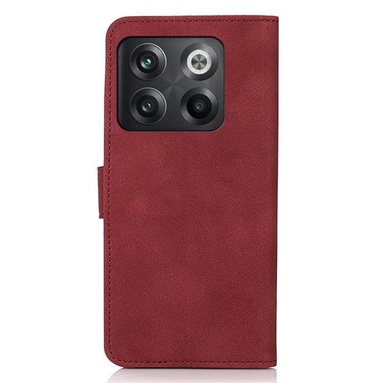 KHAZNEH For OnePlus 10T 5G / Ace Pro 5G Textured PU Leather Stand Wallet Cover Magnetic Clasp Phone Case - Red